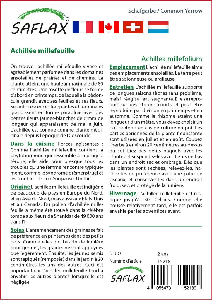 SAFLAX Garden in the Bag - Тысячелистник обыкновенный - 200 семян - С субстратом в подходящем пакете - Achillea millefolium