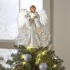 Angel Tree Topper Christmas Tree Top Angel with String Light Rustic Ornament for Fireplace Farmhouse Bedroom Garden Kitchen