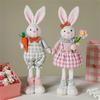 Cute Rabbit Easter Miniature Craft Extendable Legs Rabbit Ornament Fairy Garden Supplies Desk Home Figurine Ornament