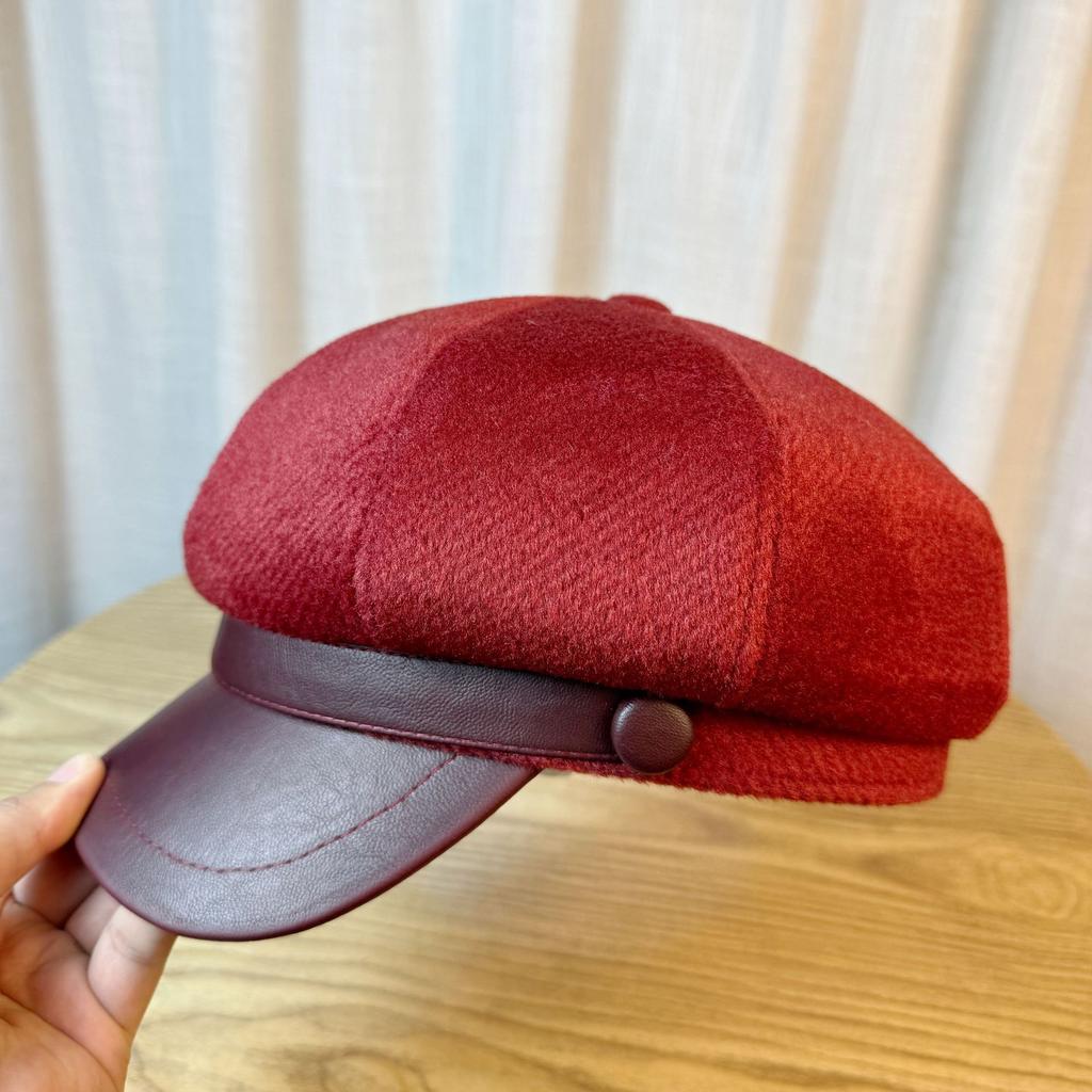 Восьмиугольная шляпа для женщин на осень и зиму, теплая из меха норки, британская ретро-кепка газетчика, трендовый бренд, повседневная универсальная шляпа художника