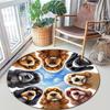 1Pc Cute pet Chihuahua Border Collie Printed circular carpet, home door mat, outdoor travel protection carpet