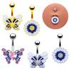 Fashion Heart Zircon Belly Button Rings Butterfly Flower Navel Ring For Women Navel Piercing Barbell Body Piercing Jewelry