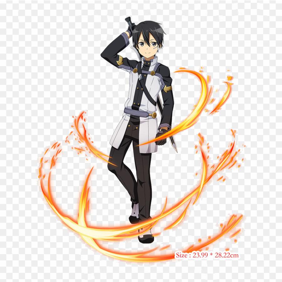 Cartoon Sword Art Online Fatal Bullet Kirito Iron On Patches For Clothing Applique Stickers On Clothes Heat-Sensitive Custom Patch