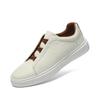 Leather Board Shoes Men's New Versatile One-pedal Casual Shoes First Layer Cowhide Men's Elastic Band White Shoes Men
