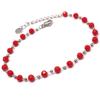 [Q2436] - Silver Red 'Boho' Steel Designer Bracelet - 4 Mm
