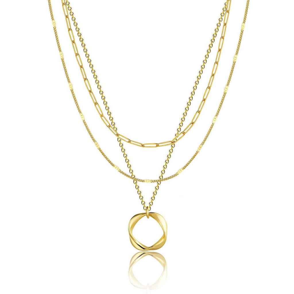 Трехрядное ожерелье с покрытием из 14-каратного золота: Скрученная многослойная бумажная цепочка из меди