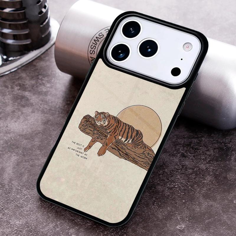 Японский чехол-тигр для iPhone 17 16 15 Pro Max Air 14 13 12 11 Plus Ударопрочный чехол