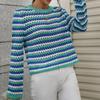 IHUASU Autumn and Winter O-neck Women's Knitwear Striped Pullover Intercolour Sweater
