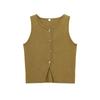 Kaslead New Arrival Women's Clothing Fashion Style Stylish Simple and Versatile Two Colors Plain Stitch Short Sleeveless Vest Top