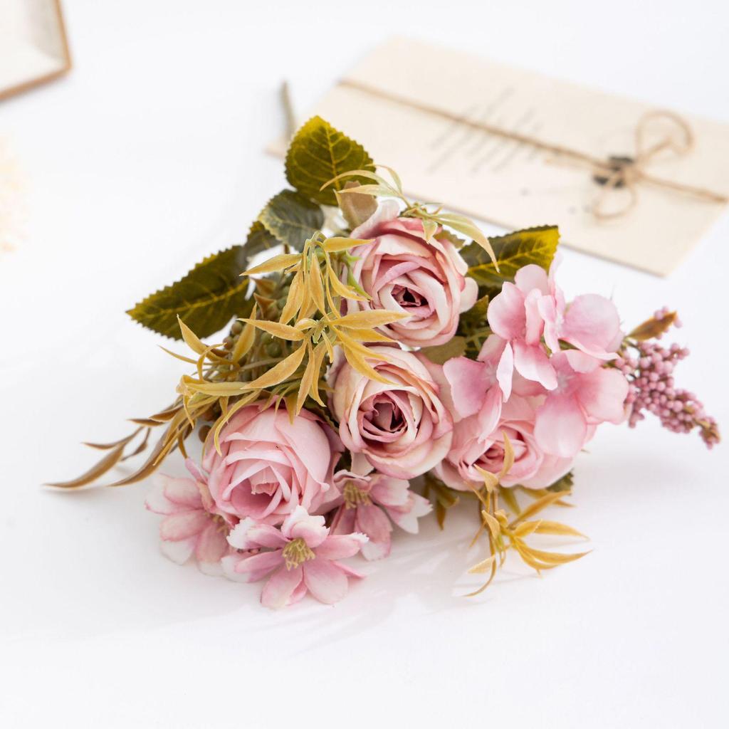 Букет из шелковых роз в осеннем стиле – искусственный цветочный декор для дома и гостиной