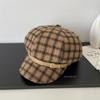 Classic Plaid Octagonal Hat Autumn Winter Fashion Trendy Casual Versatile Retro Beret