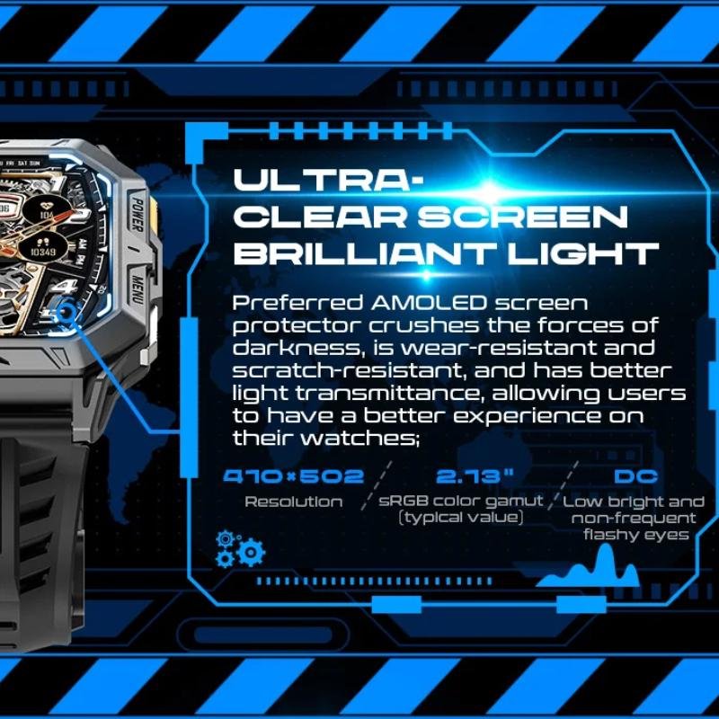 Новые умные часы 2025 года с аккумулятором 1000 мАч, 2,13-дюймовым AMOLED-экраном, мужские часы с компасом, водонепроницаемостью 1 АТМ, Bluetooth-звонками, спортивные умные часы