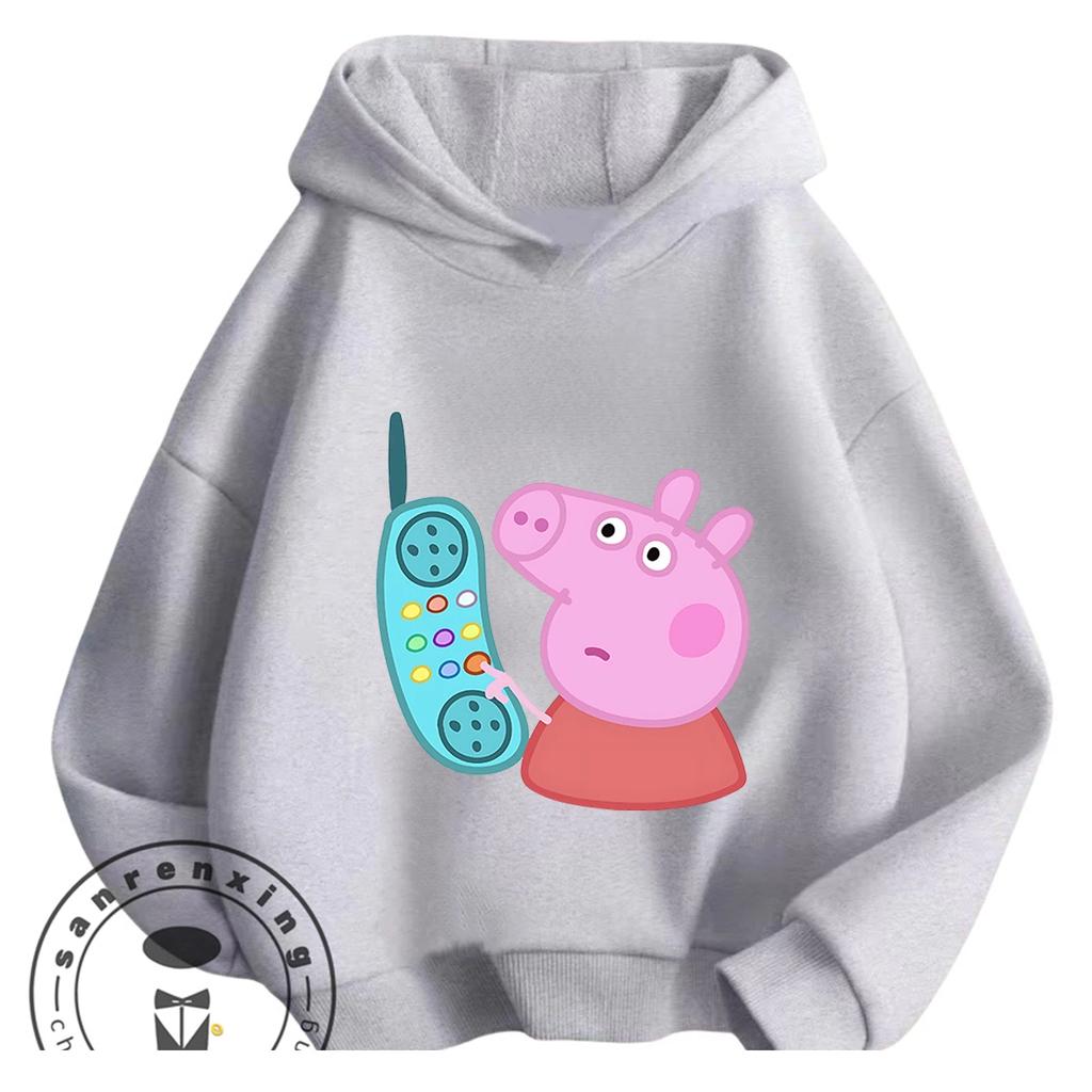 Autumn Winter Casual Youth Hoodie Cute Kawaii Cartoon Graphic Hooded Kids Tops Peppa Pig Boys Girls 3 14
