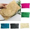 Straw Clutch Handmade Woven Solid Color Casual Large Capacity Gift Summer Women Girls Straw Envelope Phone Bag Daily Use