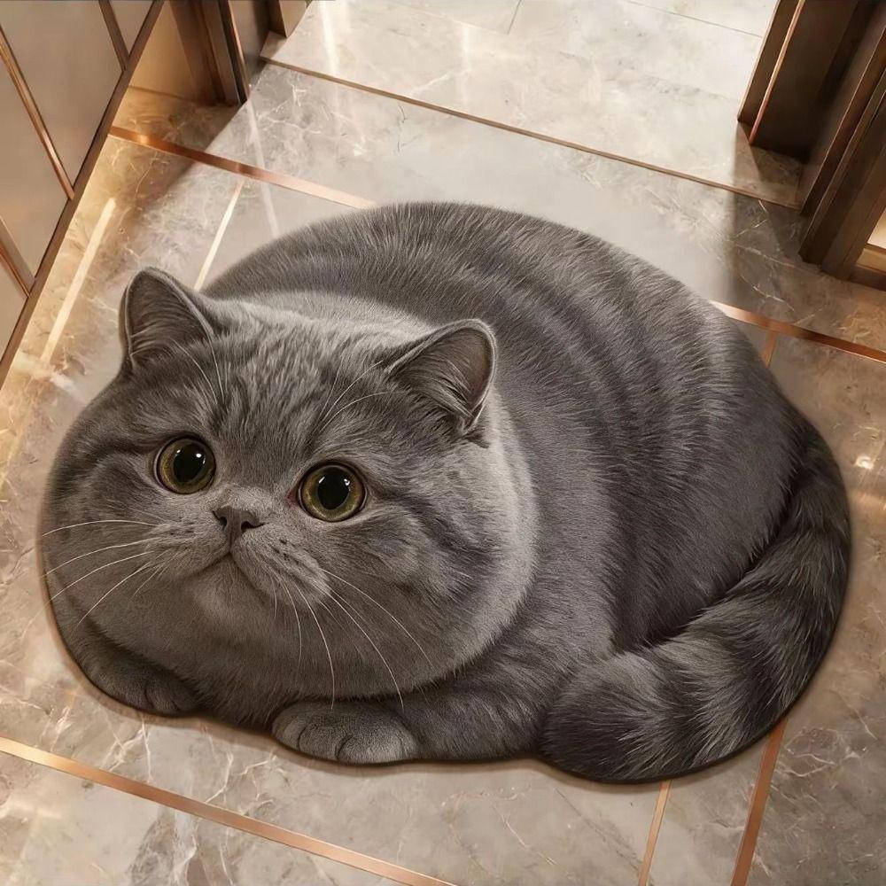 45×60CM Bathroom Carpet Realistic Bedroom Door Rug Cute 3D Cat Floor Mat Home Decor