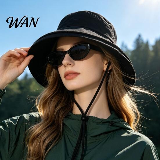 Wide Brim Bucket Hat Waterproof Rain with Chin Strap, Quick Drying Sun Packable Beach Hat, Breathable Mesh Ventilation Summer Headwear