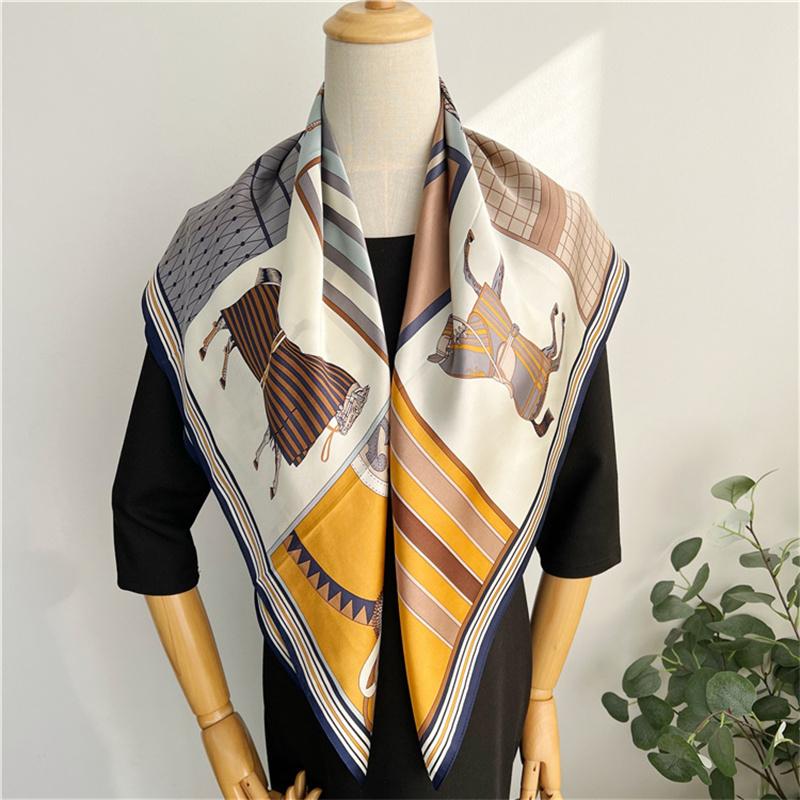 88*88 см квадратный шелковый шарф женский модный принт маленький шейный платок офисный женский пояс для волос носовой платок женский платок шаль