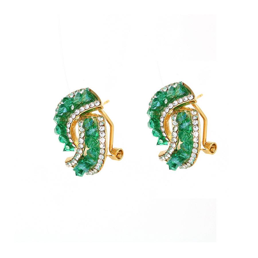 Temperament Emerald Exquisite Niche Design Diamond-Encrusted Geometric Earrings Trendy Light Luxury High-End Stud Earrings
