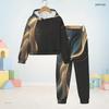 Kids Hooded Long Sleeve Pink Purple Printed Sweatshirt And Cuffed Pants Two Piece Set