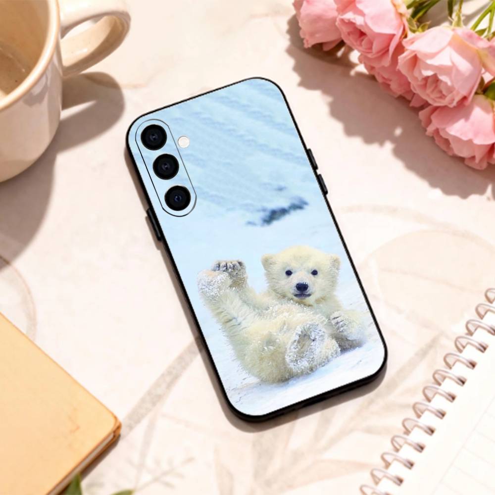 Chonky P-Polar bear phone Case For Samsung Galaxy A73,A72,A71,A70,A53,A52,A51,Others Soft Black Shell