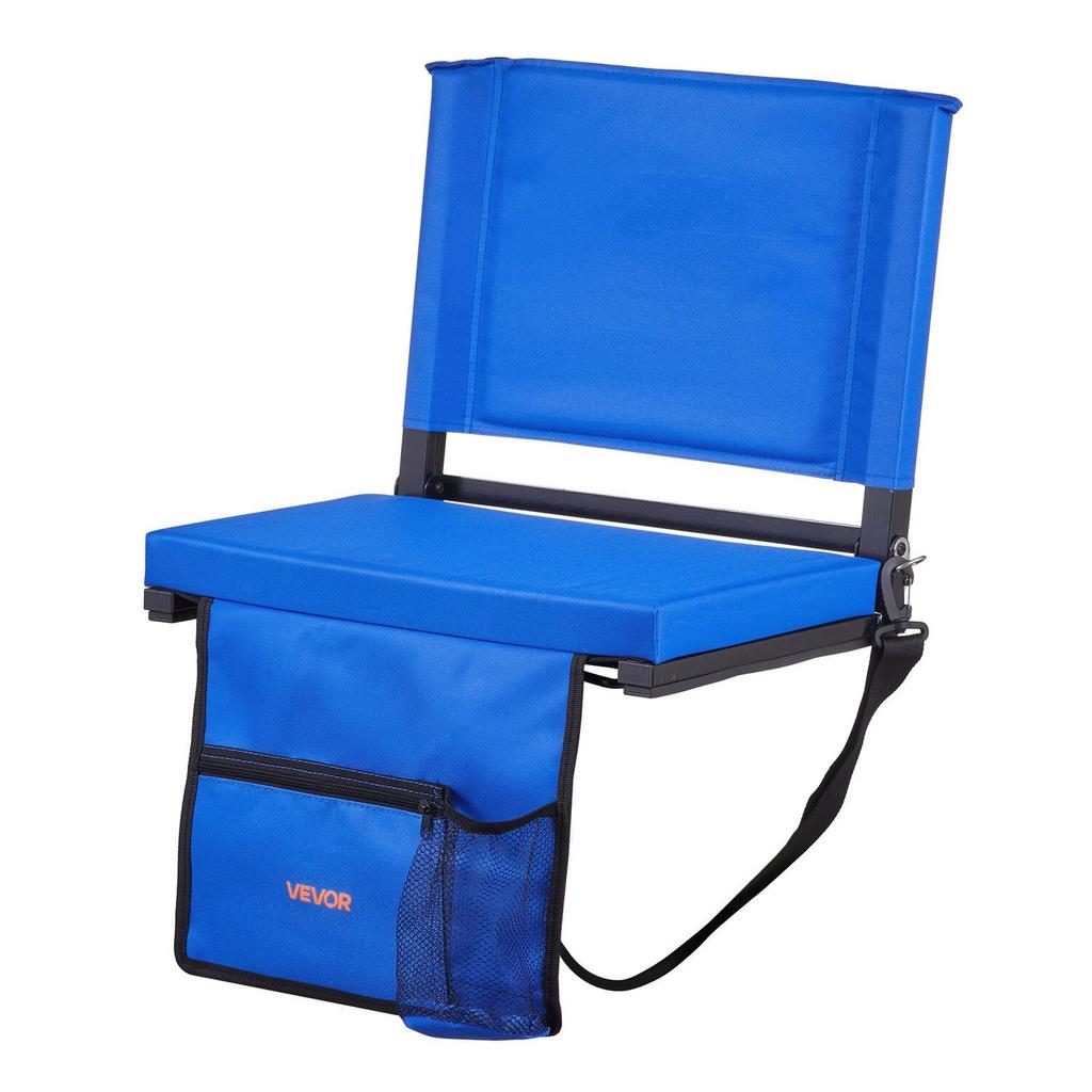 Stadium Seat, Folding Bleacher Chair with Back Support and Thick Cushion, Padded Stadium Seat for Bleacher Includes Shoulder Strap, Hooks, Cup Holder,