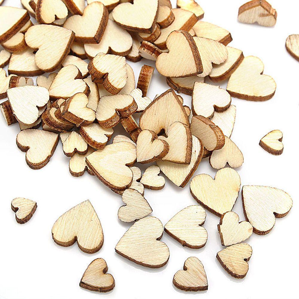 100PCS 4 Sizes Decoration DIY Table Scatter Wooden Love Heart Crafts Accessories Wedding Decor