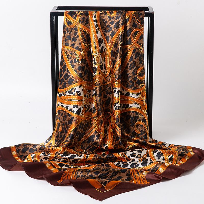 Spring/Summer New Women'S Silk Scarf 90 * 90cm Simulated Silk Twill Square Scarf Fashion Printed Large Square Scarf Professional Scarf