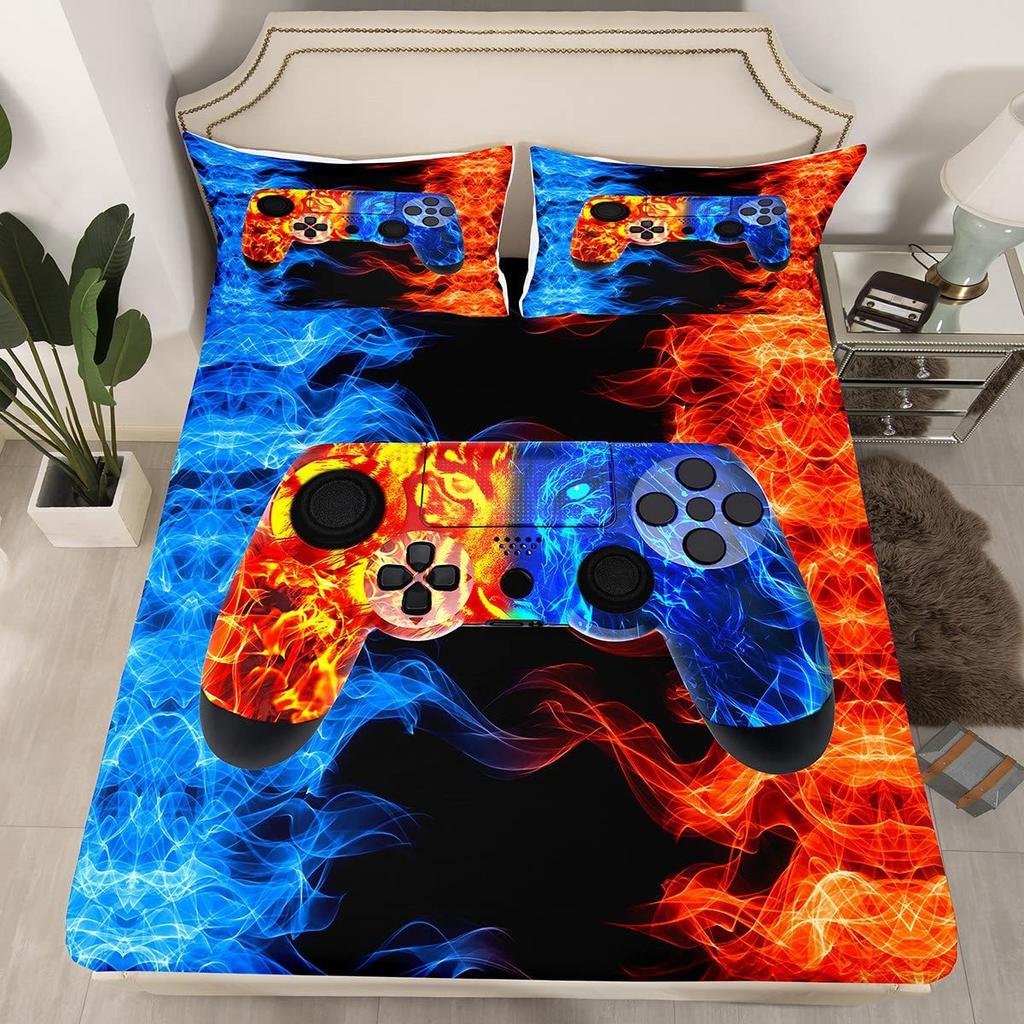 Halloween Pumpkin Ghost Bat Pattern Mattress Three-Piece Digital Printing Mattress Bedding Set
