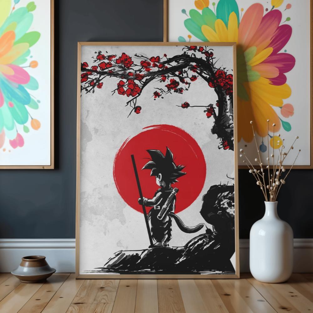 Obraz Do Malowania Po Numerach Z Ramą Goku I Czerwony Księżyc 50X70 Cm