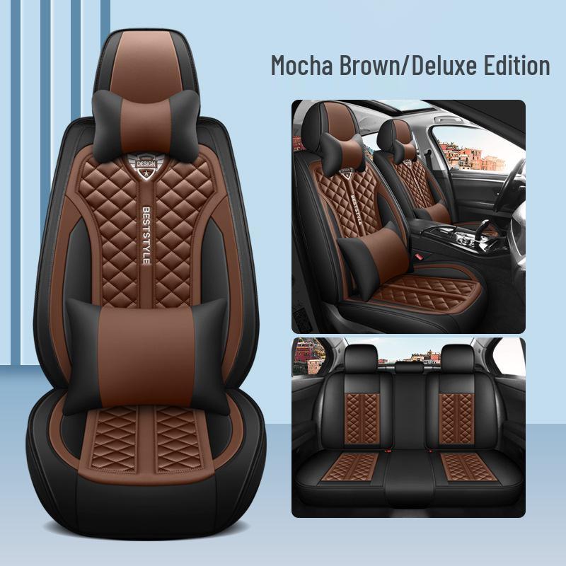 Universal Four-Season Cartoon Leather Car Seat Cushion Set for Five Seats