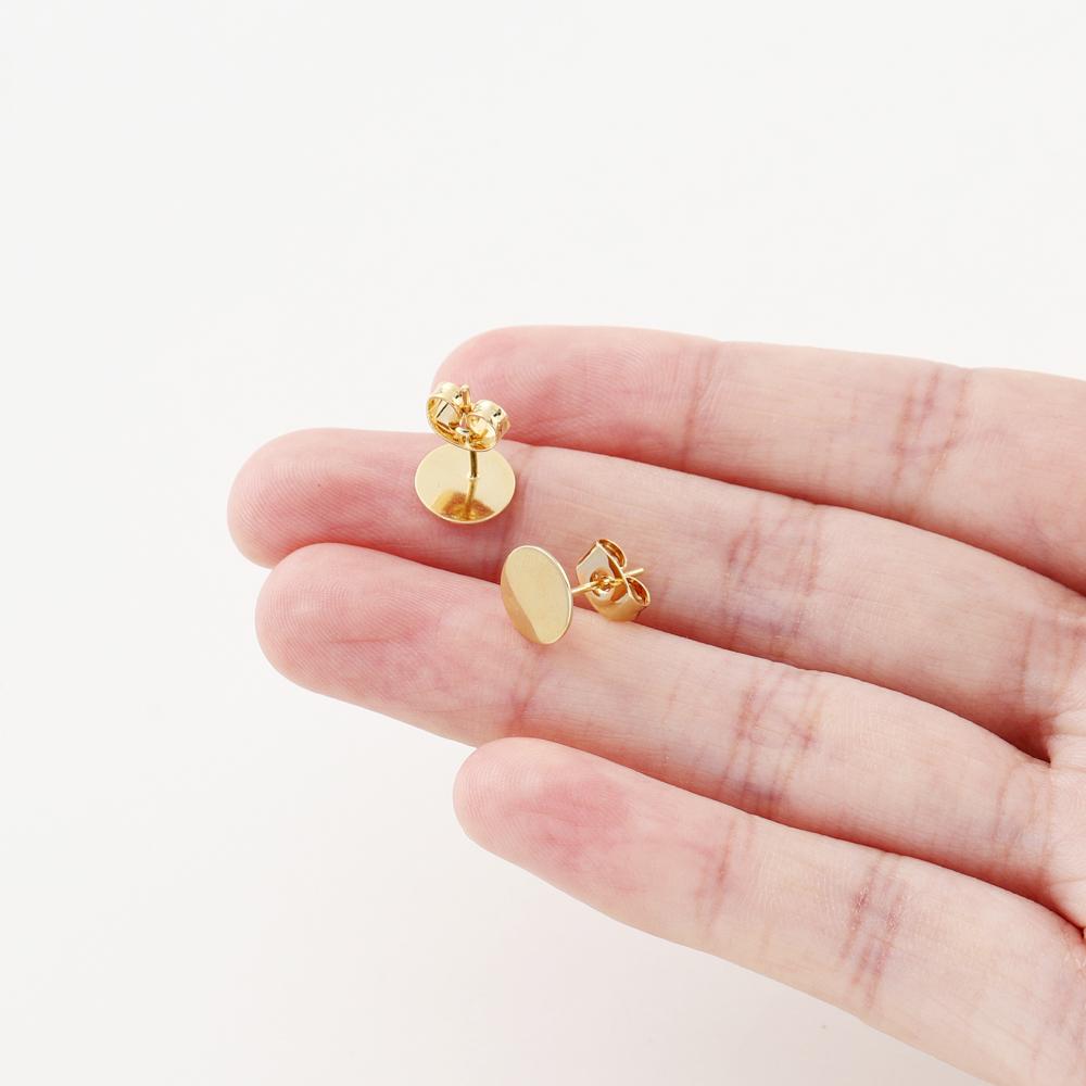 10pcs/lot 14K 18K Gold Plated Blank Post Earring Studs Base Pins With Earring Plug Findings Ear Back For DIY Jewelry Making