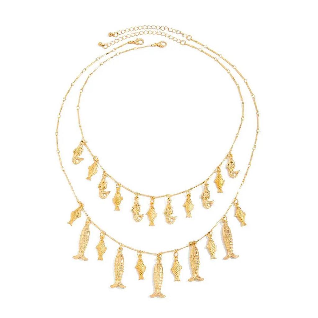 Salircon Bohemia Ocean Elements Small Fish Pendant Necklace for Women Layered Ins Metal Collarbone Chain Charm Jewelry 2026