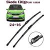 Бескаркасные дворники 24"+16" для Skoda Citigo 2011-2020, Подходят для Volkswagen Up, Seat Mii, Skoda Fabia Mk3, Volkswagen Polo Mk5