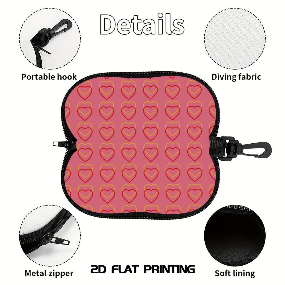 Pink Heart Pattern Soft Eyeglasses Sunglasses Case, Portable Scratch Proof Spectacle Pouch, Lightweight Travel Glasses Holder Bag