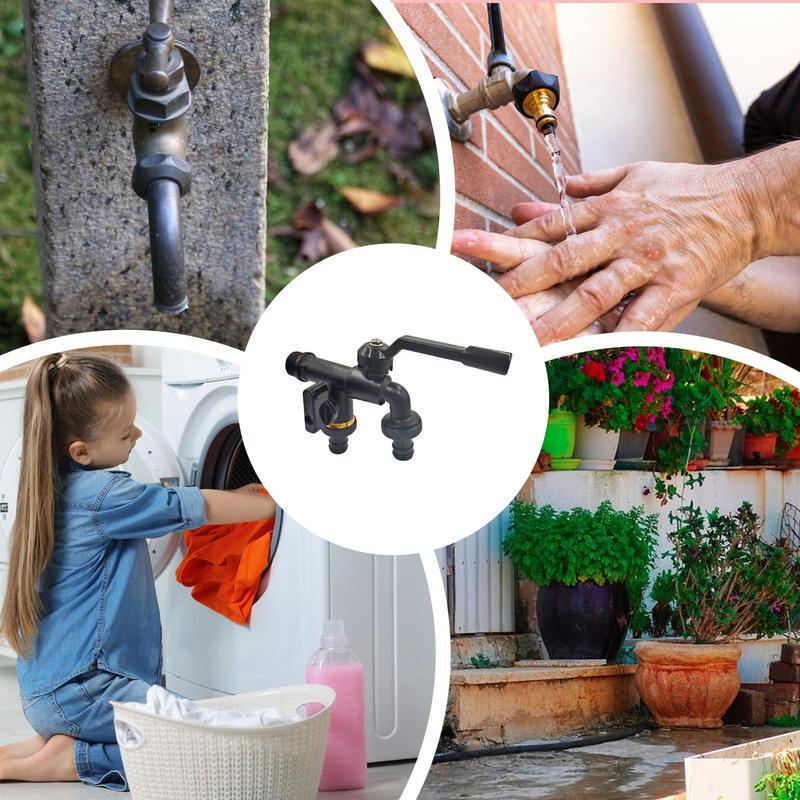 Уличный кран с двойным выходом, двойной кран, латунный водопроводный кран, 1/2 дюйма вход, домашний соединитель для шланга, 1-в-2 разветвитель