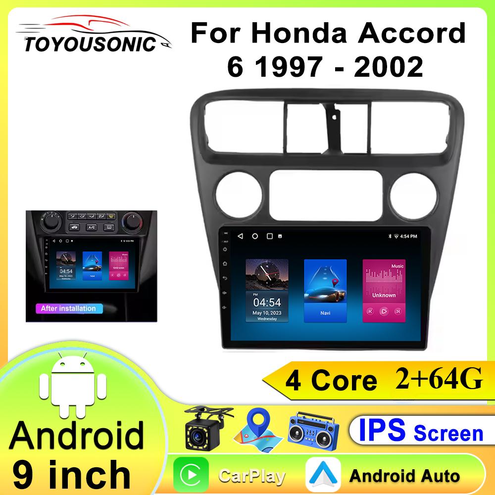 TOYOUSONIC для Honda Accord 6 1997-2002 Android автомобильный радиоприемник мультимедийный плеер GPS навигация Carplay экран авто стерео