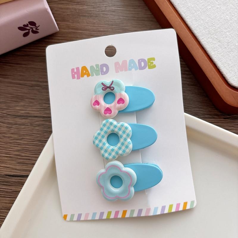 3 шт./набор Корейские заколки для волос Нескользящие Детские цветочные заколки-автоматы для детской челки Аксессуары для волос