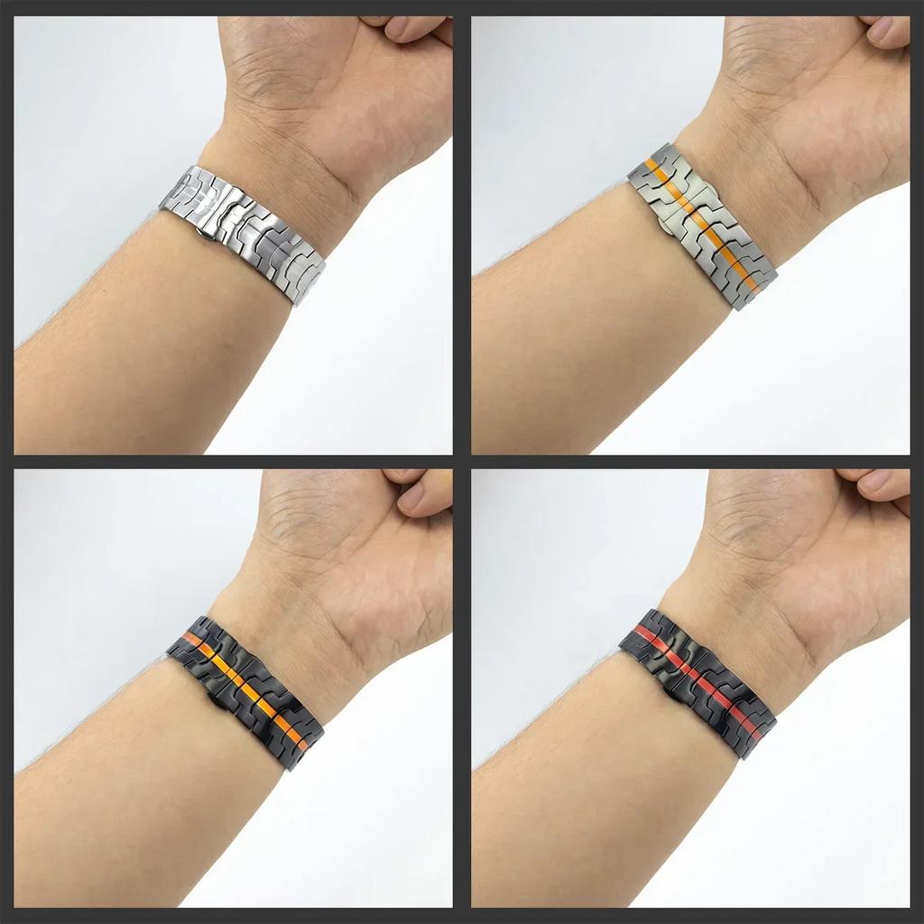 Titanium Color Strap For Garmin Fenix 5 5X 5XPlus 6 6X 6XPro 7x Stainless Steel Metal Band 26 22mm For Garmin Forerunner 945 935