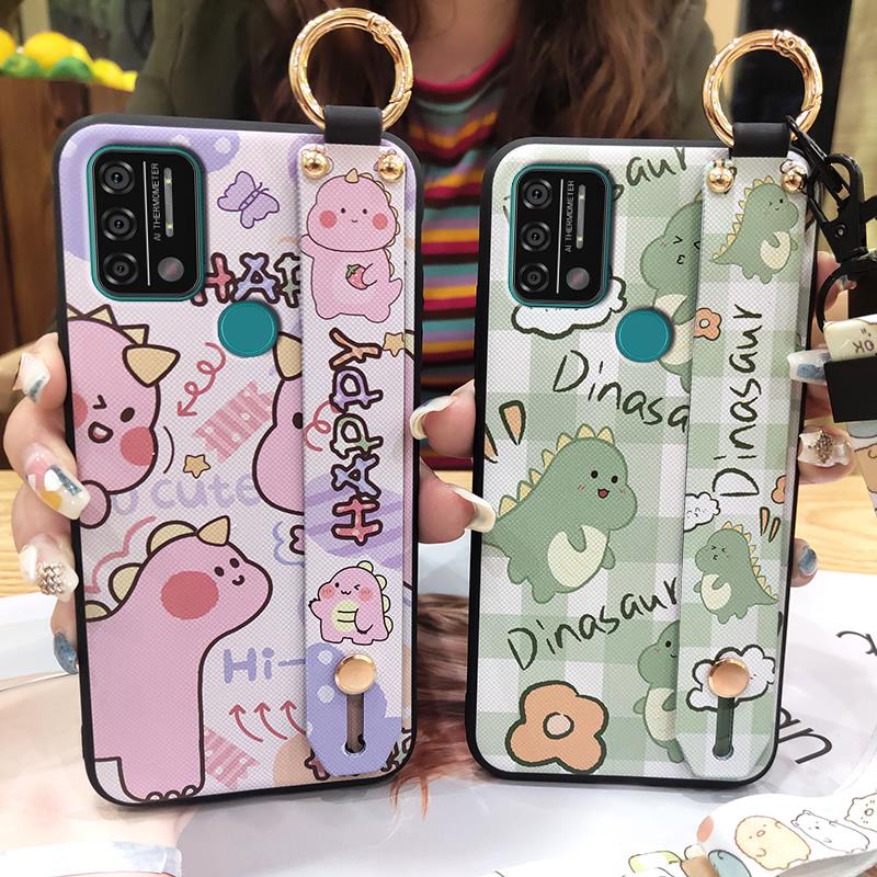 Kickstand Anti-knock Phone Case For UMIDIGI A9 Back Cover Protective Cute Cartoon Lanyard Dirt-resistant Soft Case Ring