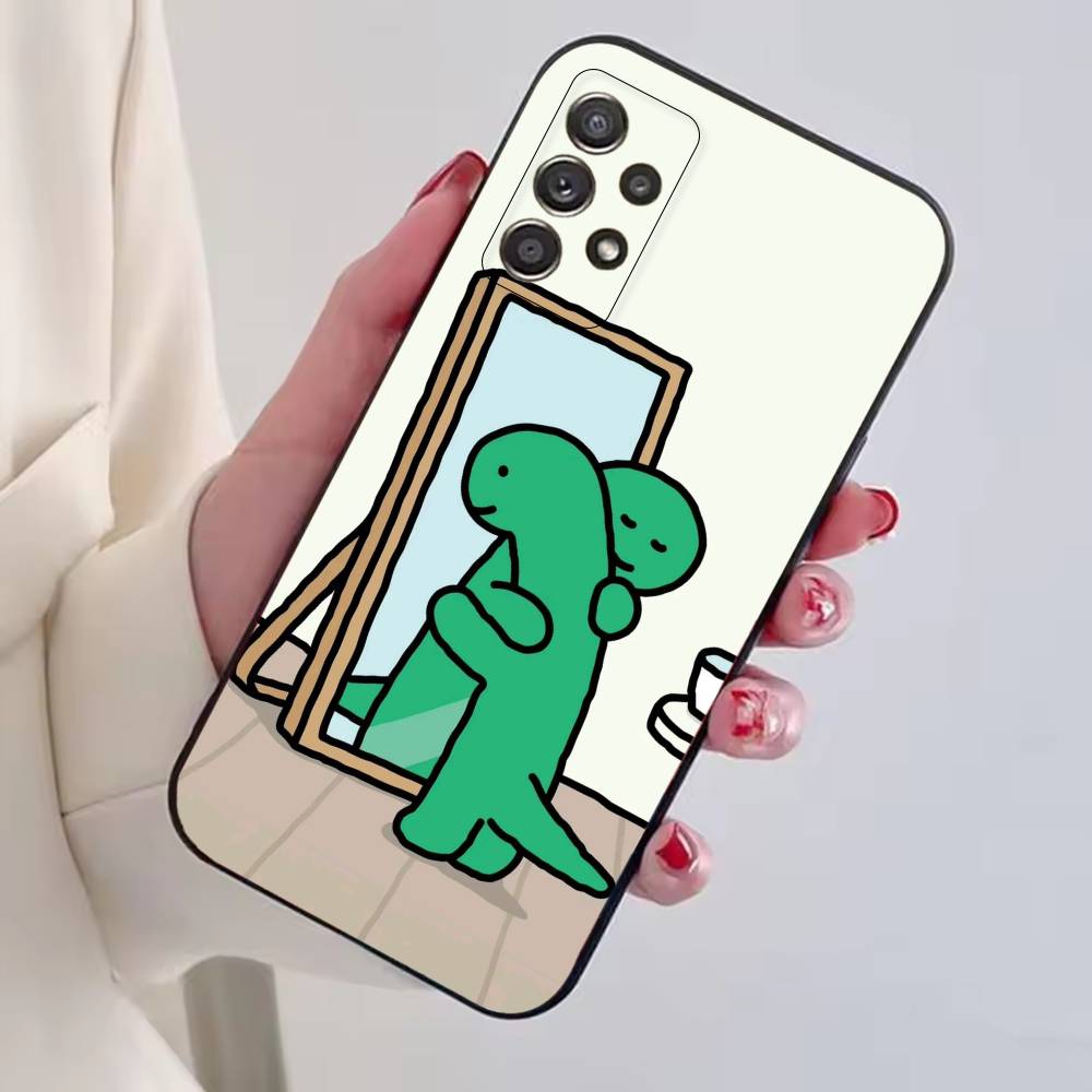 Милый Чехол для Телефона J-Jogumans Динозавр Черный Силикон Мягкий Для Samsung S25, S24, S21, S22, S23, S30, Ultra, S20, Plus, Fe, Lite