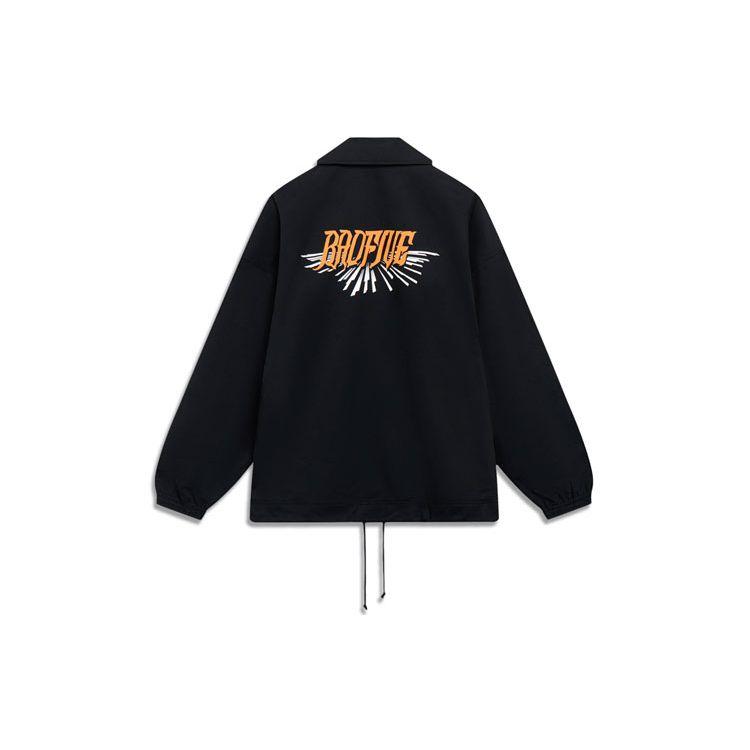 Li Ning Badfive вышитый буквенный принт воротник поло свободная повседневная куртка мужская куртка черный AFDT053-1