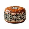 PU Leather Storage Ottoman Round Shape Floor Seat Cushion New Round Pouf Cover  Living Room