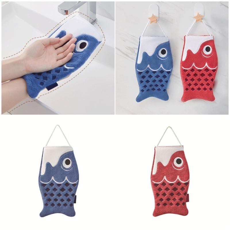 Red Microfiber Kitchen Towel with Hanging Designs Easy Access Hand Towel Convenient Hand Drying and Organization