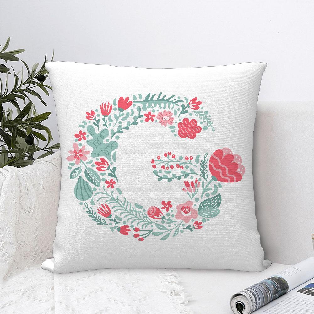 Cute Floral Letter Pillow Case Sofa Decorative Home Double-sided Printing Short Plush Cushion Cover Throw Pillow Cover Gifts