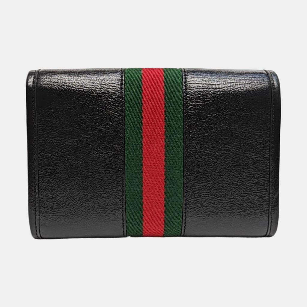 [Pre-Owned] Rajah Crystal Enamel Tiger Head Decorated Striped Web Leather Chain Shoulder Bag - Excellent #1PA2UKF