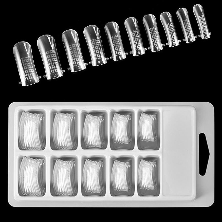 100 шт. формы для дизайна ногтей, акриловые накладные накладные формы для наращивания кончиков + зажим для наращивания кончиков, сделай сам