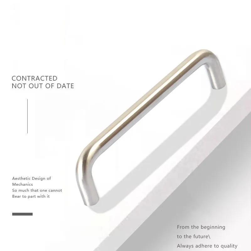 2pc Stainless Steel U Type Door Handles Dresser Knobs Kitchen Cabinet Knobs and Handles for Furniture Hardware Diameter 8mm