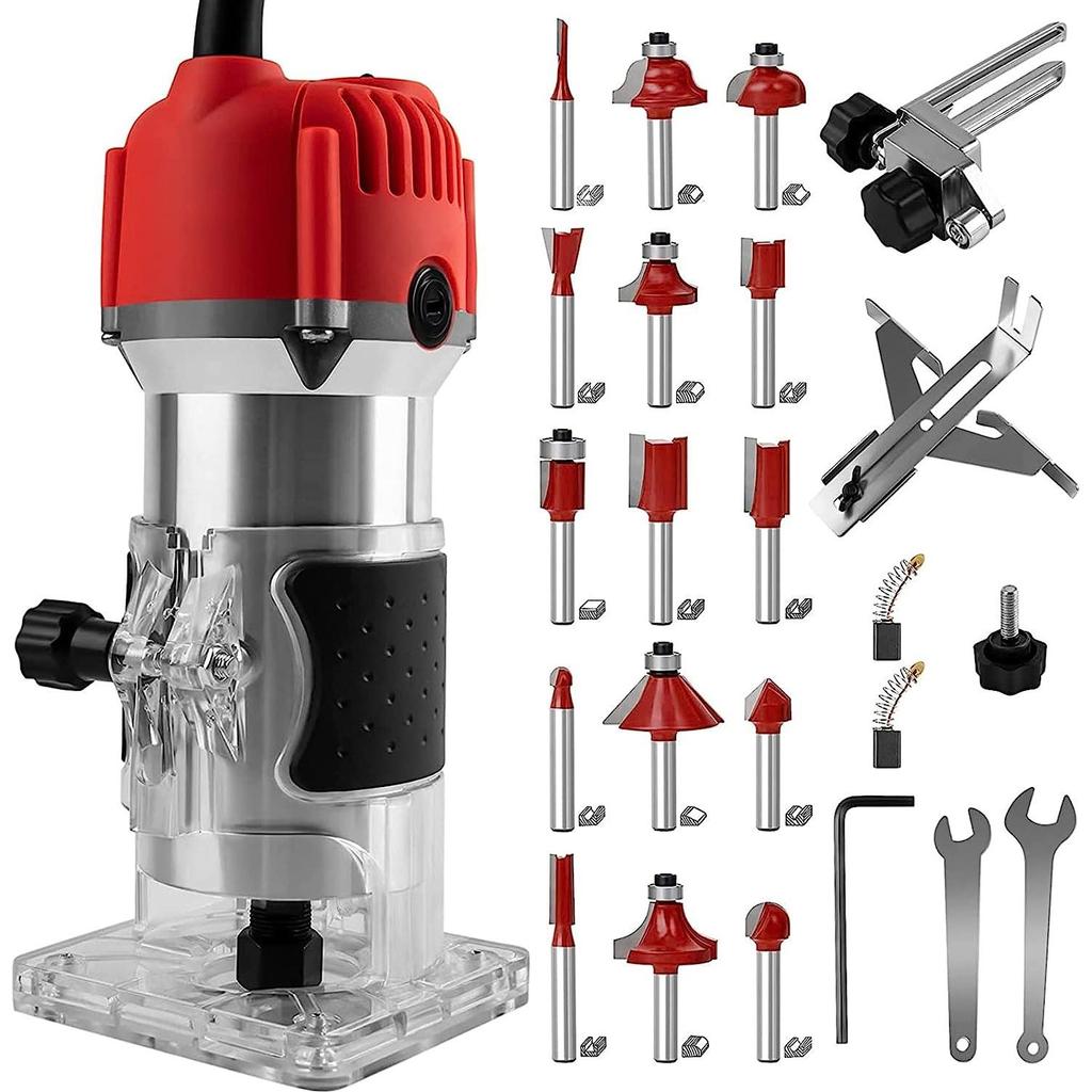 800W Woodworking Electric Trimmer Wood Milling Engraving Slotting Trimming Machine Carving Machine Routers for Woodworking