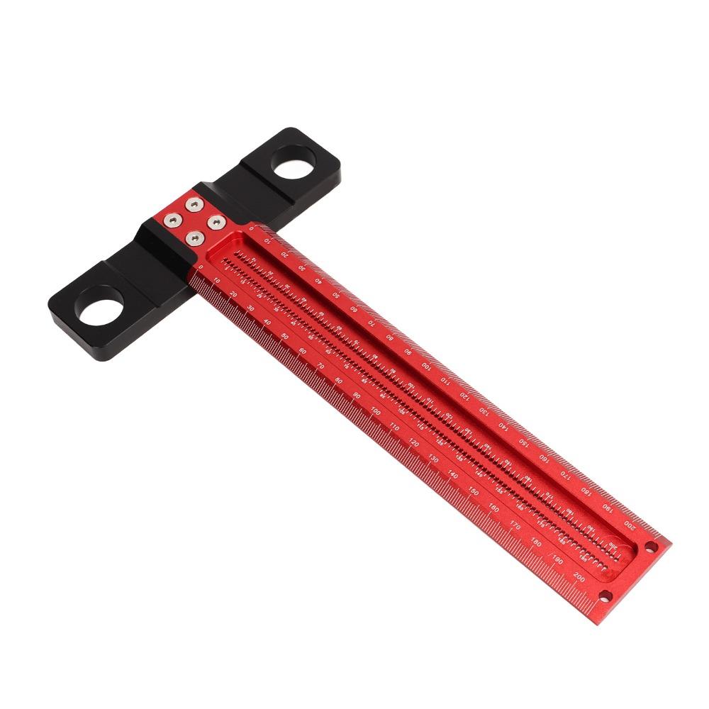 Red Black T Square Clear Scale Precision Measuring Tool Convenient Layout Scriber Tool Woodworking