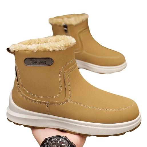 Зимние мужские ботинки для снега 2024 года, новые бархатные утолщенные, утепленные, водонепроницаемые, теплые, с мехом, с интегрированным хлопком, северо-восточные большие ботинки